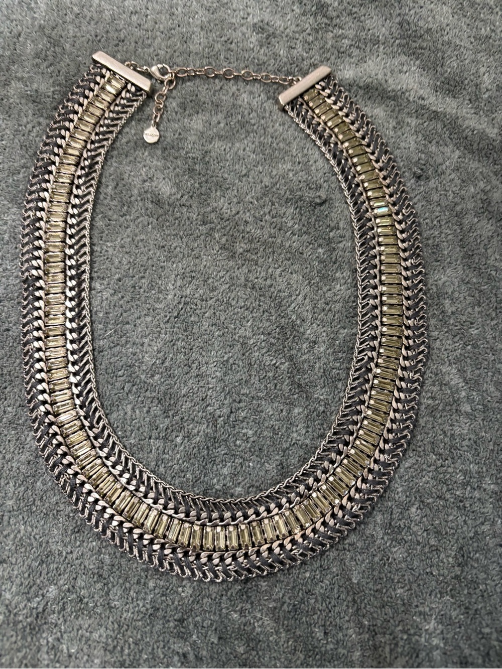 Stella & Dot Silver Collar Necklace with Baguette Accents